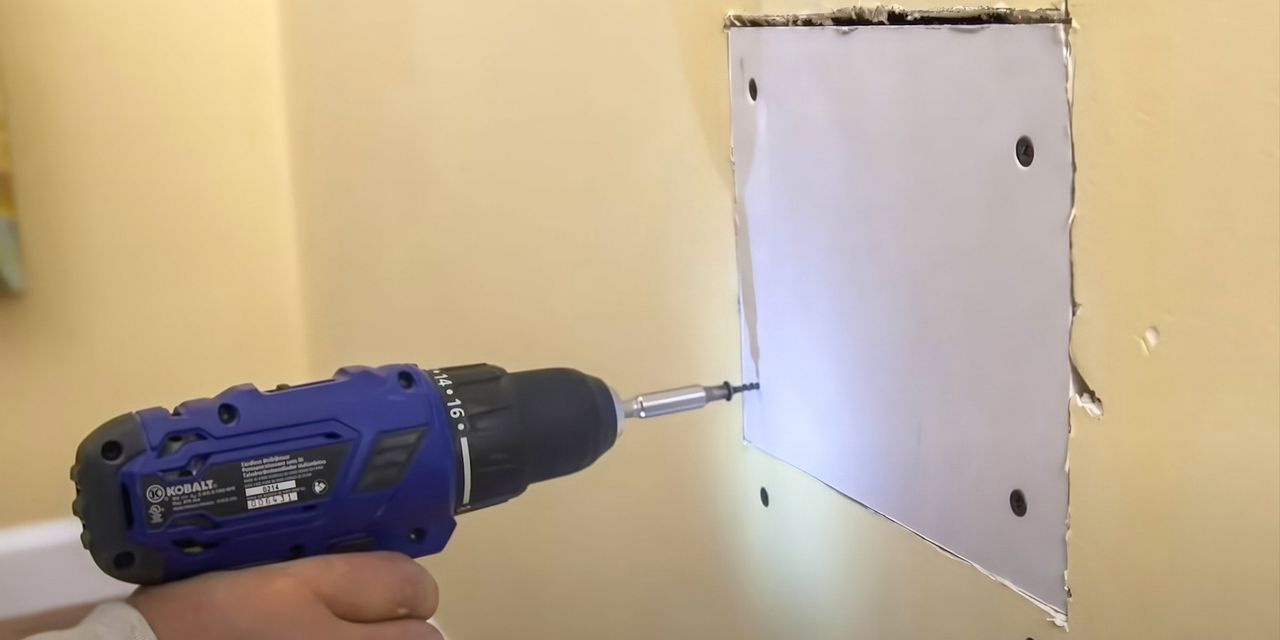 Fastening a new drywall patch into a wall